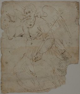Annunciate Angel (recto); Skitser af siddende figur samt øvre del og højre hånd af Annunciate Angel (verso) af Unknown artist