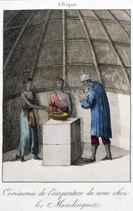 Dåb i Mandingues (Mali?) i Afrika - gravering af Unknown artist