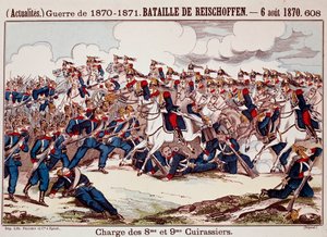 Slaget ved Worth, den 6. august 1870 i de indledende faser af den fransk-preussiske krig (gravering) af Unknown artist