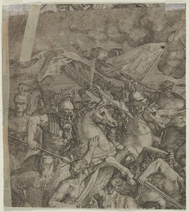 Slaget ved Milvian Bridge (fragment) (verso) af Unknown artist