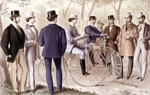Cykeltur. Gravering. 1870. af Unknown artist