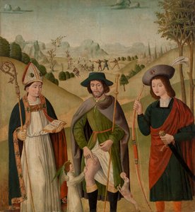 Biskop Saint, Saint Roch og Saint Sebastian af Unknown artist