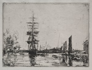Både ved Anker af Unknown artist