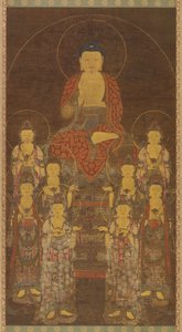 Buddha Amitabha (Amita) og de otte store bodhisattvaer af Unknown artist