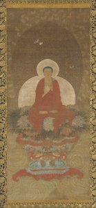 Buddha troner på en måtte af Kusa-græs af Unknown artist