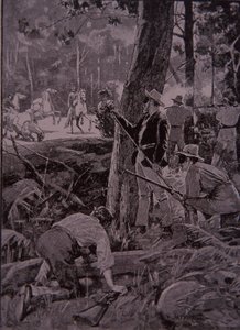 Bushrangers, australske fredløse, røver en guldeskorte (gravering) af Unknown artist