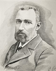 CURIE, Pierre (1859-1906). Fransk fysiker. Portræt fra 1898. Gravering. af Unknown artist