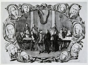 Café Procope i Paris i det 18. århundrede med Buffon, Gilbert, Diderot, D