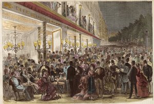 Cafe på Grands Boulevards en sommeraften 1869 - Paris - Cafe på Grands Boulevards en sommeraften - 1869 af Unknown artist