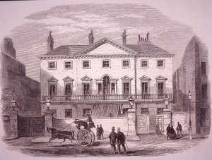 Cambridge House i Piccadilly i 1860, hjemsted for premierminister lord Palmerston af Unknown artist