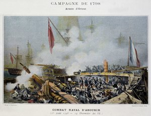 Kampagne (Ekspedition) af Egypten (1798-1801): Slaget ved Aboukir - i "" Napoleons søslag"" af Unknown artist