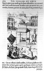 Canada: indfødte - i “Les voyages de la Nouvelle France Occidental, Dicte Canada, lavet af St Champlain Xaintongeois... fra år 1603 til år 1629... Samuel Champlain (1570-1635), red. Pierre Le Mur, Paris af Unknown artist