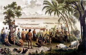 Kanoløb i Bassac, Laos. Atlas over udforskningsrejsen til Indokina i årene 1866 - 1868, redigeret af F. Garnier af Unknown artist