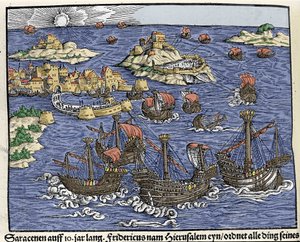 Erobringen af ​​Jerusalem af Saracenske hære i februar 638. I "Den Noble Strict Best Fromen"" af Johann Stumpff af Unknown artist