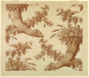Tegnefilm for Silk Damask: Overflødighedshorn med Rams