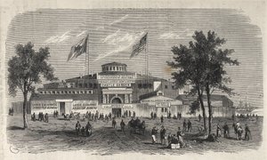 Castle Garden Immigration Center Depot - Castle Garden emigrantdepot - New York State - Emigration Commission Etablissement - Indgravering i "The Illustrous Universe" fra 1869 af Unknown artist