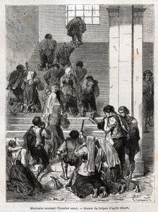 Katolske angrende går op ad den hellige trappe til Rom. Indgravering for at illustrere historien om Ludovic Celler; den hellige uge i Rom af Unknown artist