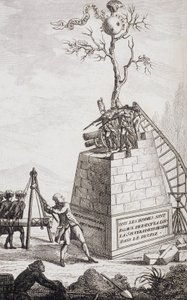 Anklage mod Necker - Frontispice i "" Supplement til hr. Neckers, finansdirektørs privatliv og reelle ministerium"" af en borger, red. Pellet, Genève af Unknown artist