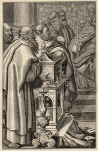 Karl den Store modtager en gave af et clepsydra (vandur) fra Harun al-Rashid - I 797 tilbyder kaliffen i Bagdad, Haroun ar-Rachid (765-809) Charlemagne et clepsydra (vandur, tidsmåling) emblematisk for den teknologiske viden- hvordan med arabisk civi af Unknown artist