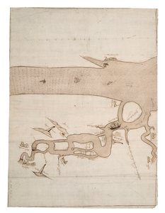 Kort over Medway-floden og en del af Themsen: nr. 24 Sheerness, ca. 1590 (blæk og lavering) af Unknown artist