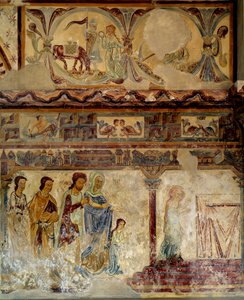 Jomfruens barndom Efter kalkmalerierne fra det 12. og 13. århundrede af kirken i gamle Pouzauges i Vendee. af Unknown artist