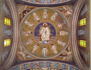 Kristus pantokrator med apostlene (fresco af Unknown artist