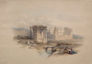 Cirkulært tempel ved Baalbec af Unknown artist