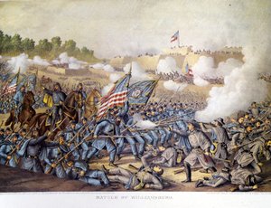 Borgerkrig (1861 - 1865), amerikansk borgerkrig: 05/05/1862. Slaget ved Williamsburg. Gravering. af Unknown artist