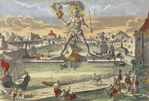 Kolossen af Rhodos - "" Kolossen af Rhodos"" (Colosso di Rodi) - gravering 1700-tallet af Unknown artist