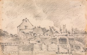 Kopi af konstabels maleri, Dedham Lock and Mill af Unknown artist