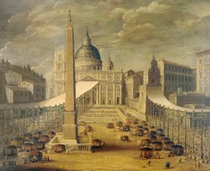 Corpus Christi procession på Peterspladsen på tidspunktet for pave Innocentius X, ca 1646, af en ukendt kunstner, olie på lærred af Unknown artist