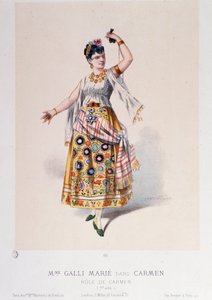 Kostume af Marie Galli i Carmen, opera af Georges Bizet af Unknown artist