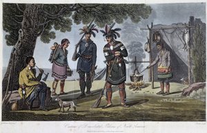 Kostumer af domicilerede indianere i Nordamerika, af Heriot, George (1766-1844) af Unknown artist