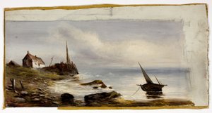 Sommerhus ved kysten af Unknown artist