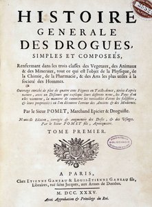 Forside til "General History of Drugs, Single and Composed" af Pomet af Unknown artist