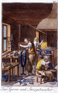 Håndværk: sporen, producenten af krympebørste på deres værksted. I “” Omfattende beskrivelse af kunsthåndværk og værksteder for unge”” af Johan Peter Vire. Ed. Nürnberg, Weigel og Schneider af Unknown artist