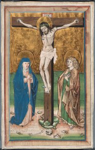 Korsfæstelse med Jomfru Maria og Sankt Johannes (recto); Saint Sebald med donorerne Paul Volkmayr og Sebald Schreyer (verso) af Unknown artist