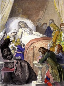 Ludvig XIV (1638-1715), Frankrigs konge, døde den 1. september 1715 i Versailles og den fremtidige Ludvig XV (1710-1774). af Unknown artist