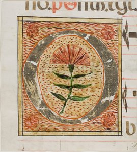 Dekoreret initial "O" med blomster fra et manuskript af Unknown artist