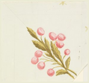 Design til hjørnemotiv til vævet eller broderet kant af Unknown artist