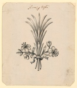 Design til blomster som hårkjole af Unknown artist