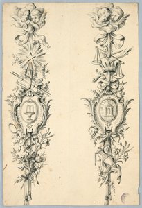 Design til to trofæer med henvisning til jomfruen af Unknown artist