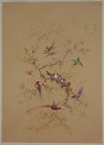 Design til tapet og tekstil: Blomster og fugle af Unknown artist