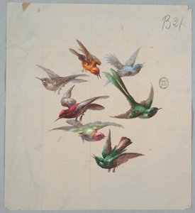 Design til tapet og tekstiler: Fugle af Unknown artist