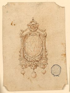 Design til en broche med oval diamant af Unknown artist