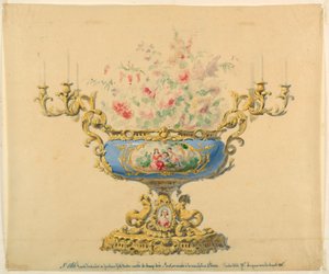 Design til en Jardiniere og Candelabrum af Unknown artist