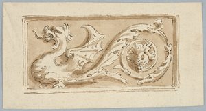 Design til dekoration af et aflangt panel af Unknown artist