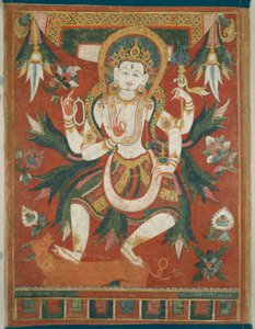 Dobbeltsidet malet banner (Paubha) med Gud Shiva af Unknown artist