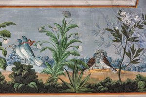 Duer og blomster, detalje af 3743687 (fresco) af Unknown artist