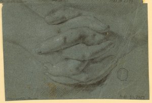 Tegning: Et studie for foldede hænder af Unknown artist